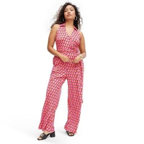 Pink Geometric Women's Jumpsuit - Picture 2 of 5